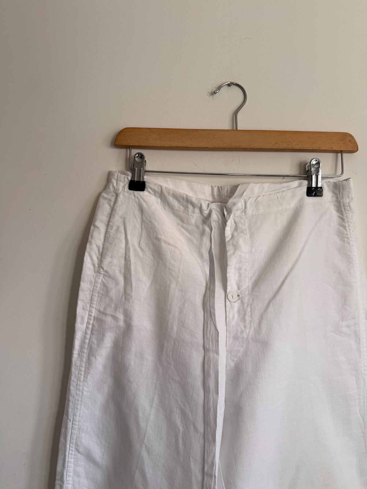 Vintage White Cotton Naval Work Trousers | British Maritime Button Fly Sailor Pants