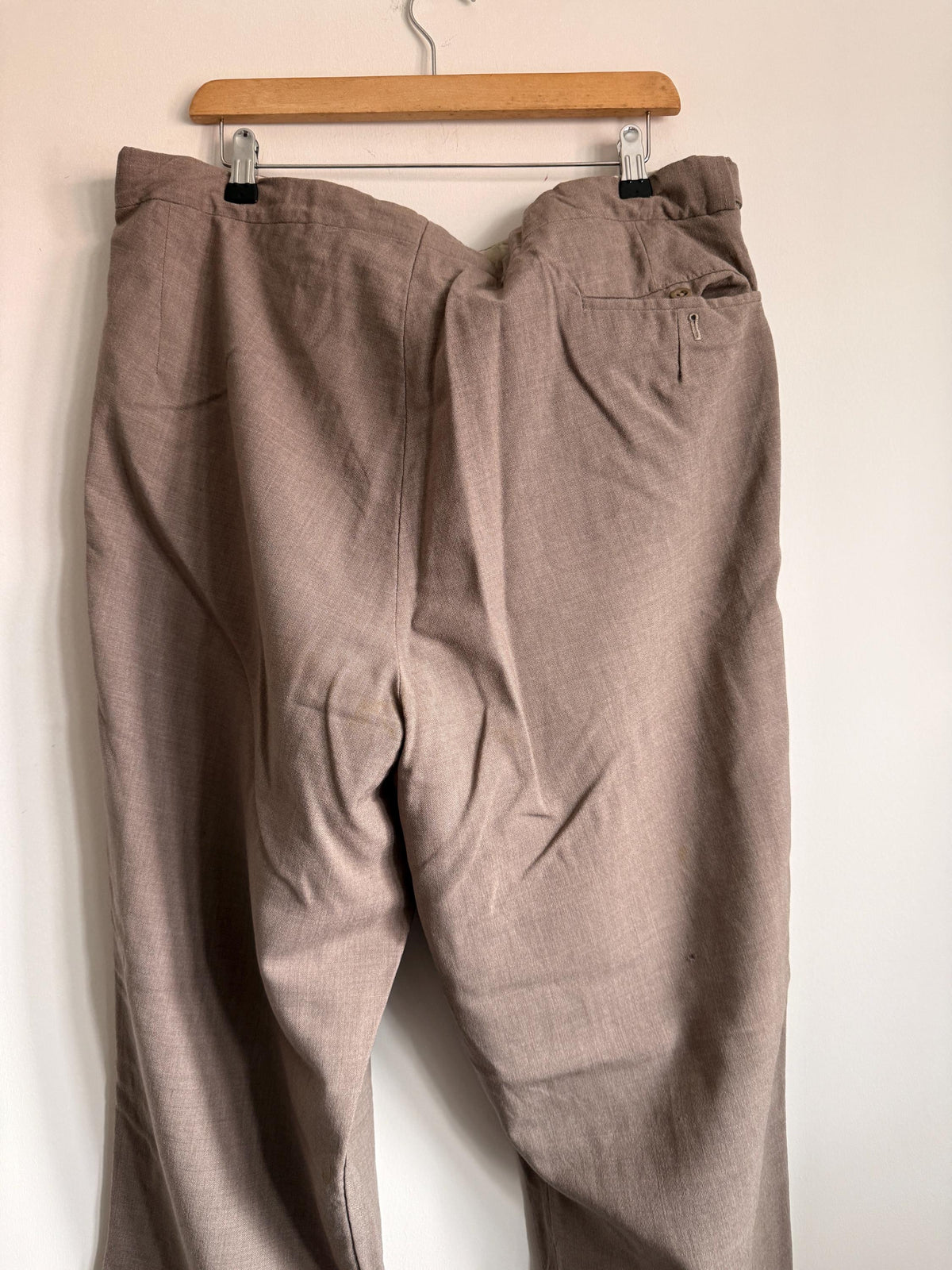 Vintage 1950s Taupe Wool Blend Trousers | High Waisted Tailored Pants
