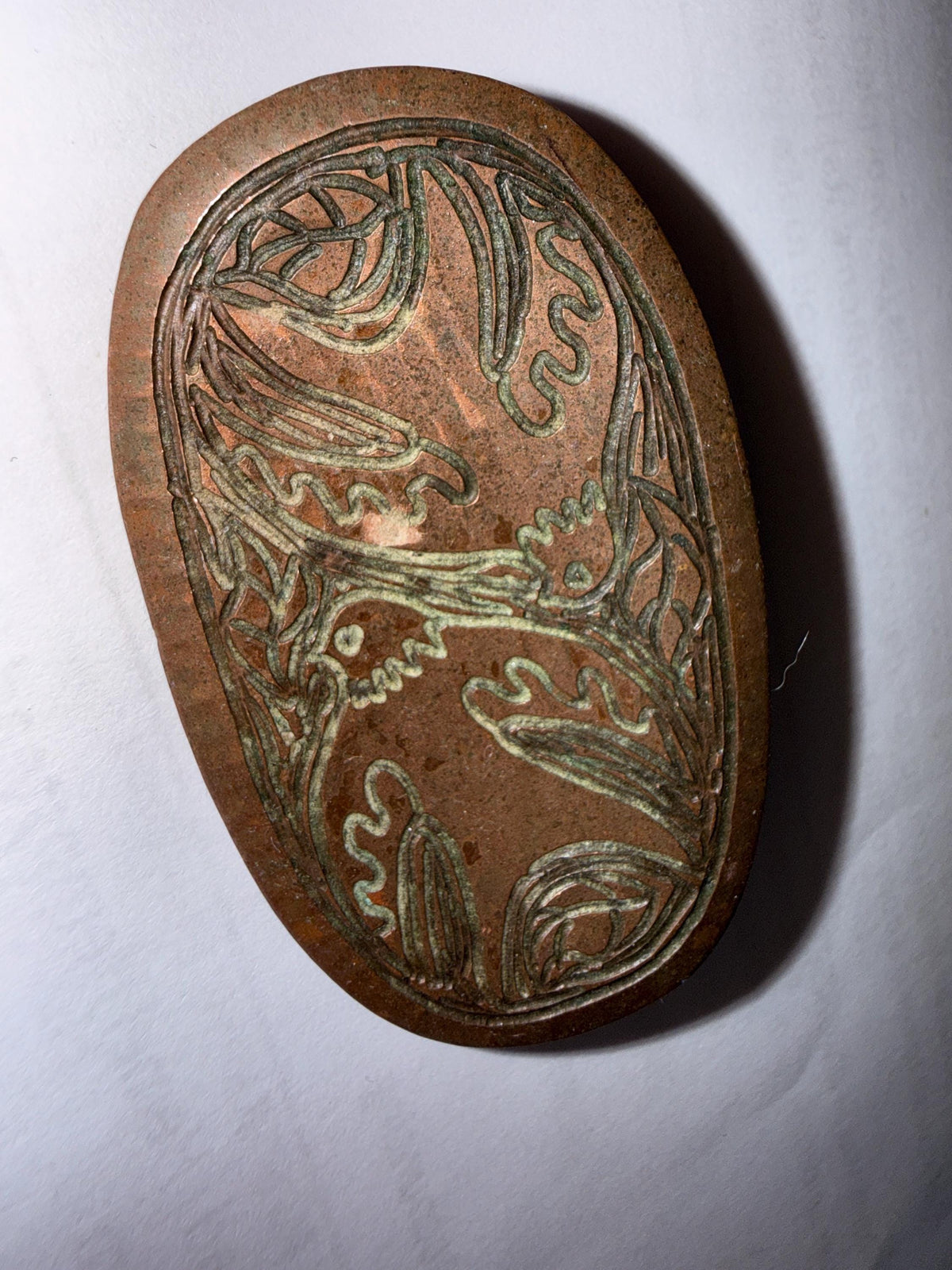 Vintage MODA Malta Copper Brooch – Handmade Modernist Bird & Foliate Design – Signed Maltese Artisan Jewellery