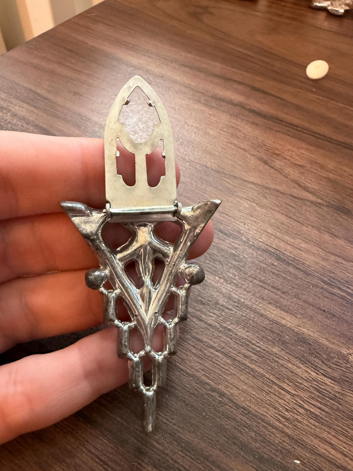 Vintage 1930s Art Deco Diamanté Dress Clip – Geometric Silver Tone Paste Statement Jewellery