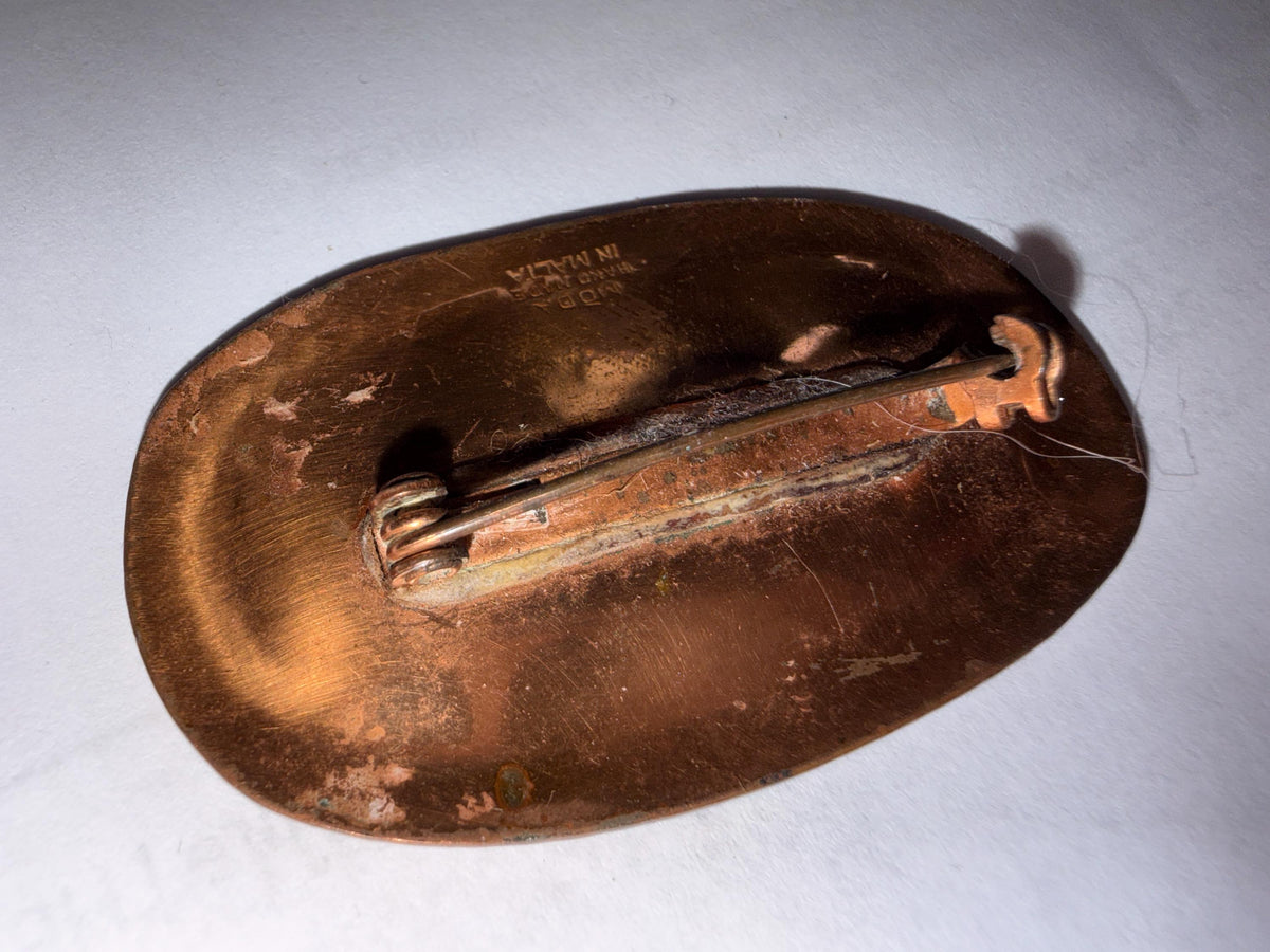 Vintage MODA Malta Copper Brooch – Handmade Modernist Bird & Foliate Design – Signed Maltese Artisan Jewellery
