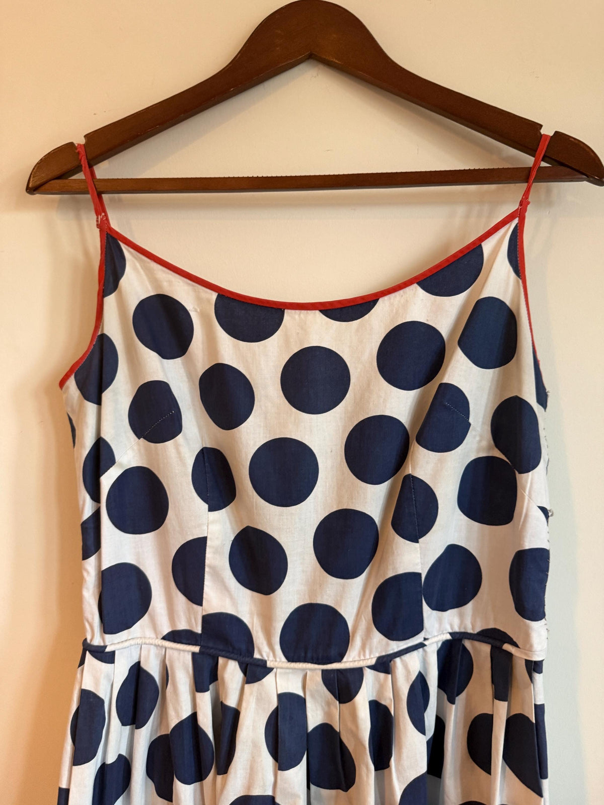 Vintage 1950s Mademoiselle Polka Dot Sundress & Bolero Set Navy Red Size 16