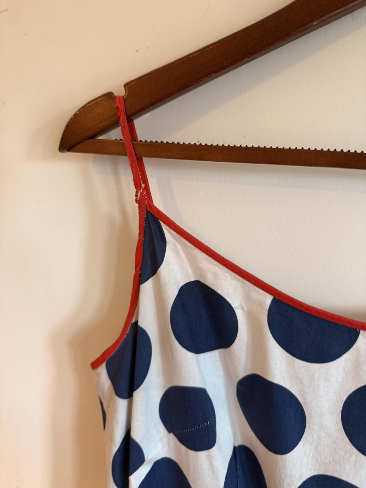 Vintage 1950s Mademoiselle Polka Dot Sundress & Bolero Set Navy Red Size 16
