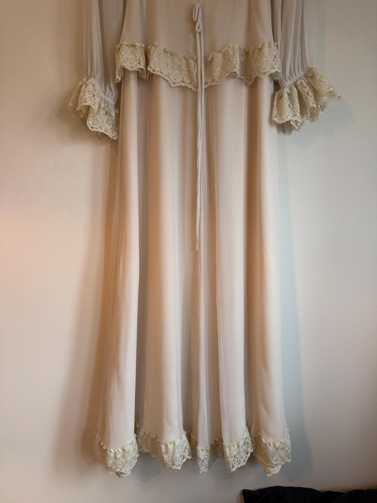 Vintage 1970s Kati at Laura Phillips Ivory Lace Prairie Maxi Dress Boho Bridal