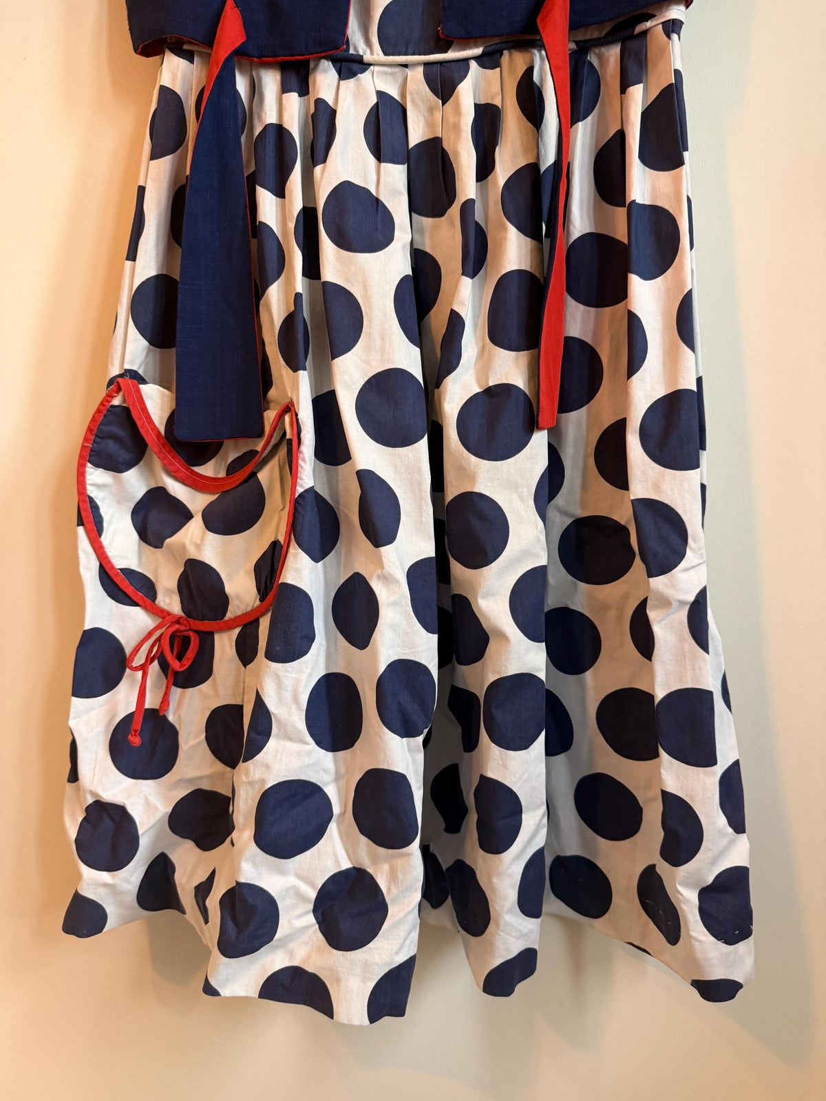 Vintage 1950s Mademoiselle Polka Dot Sundress & Bolero Set Navy Red Size 16