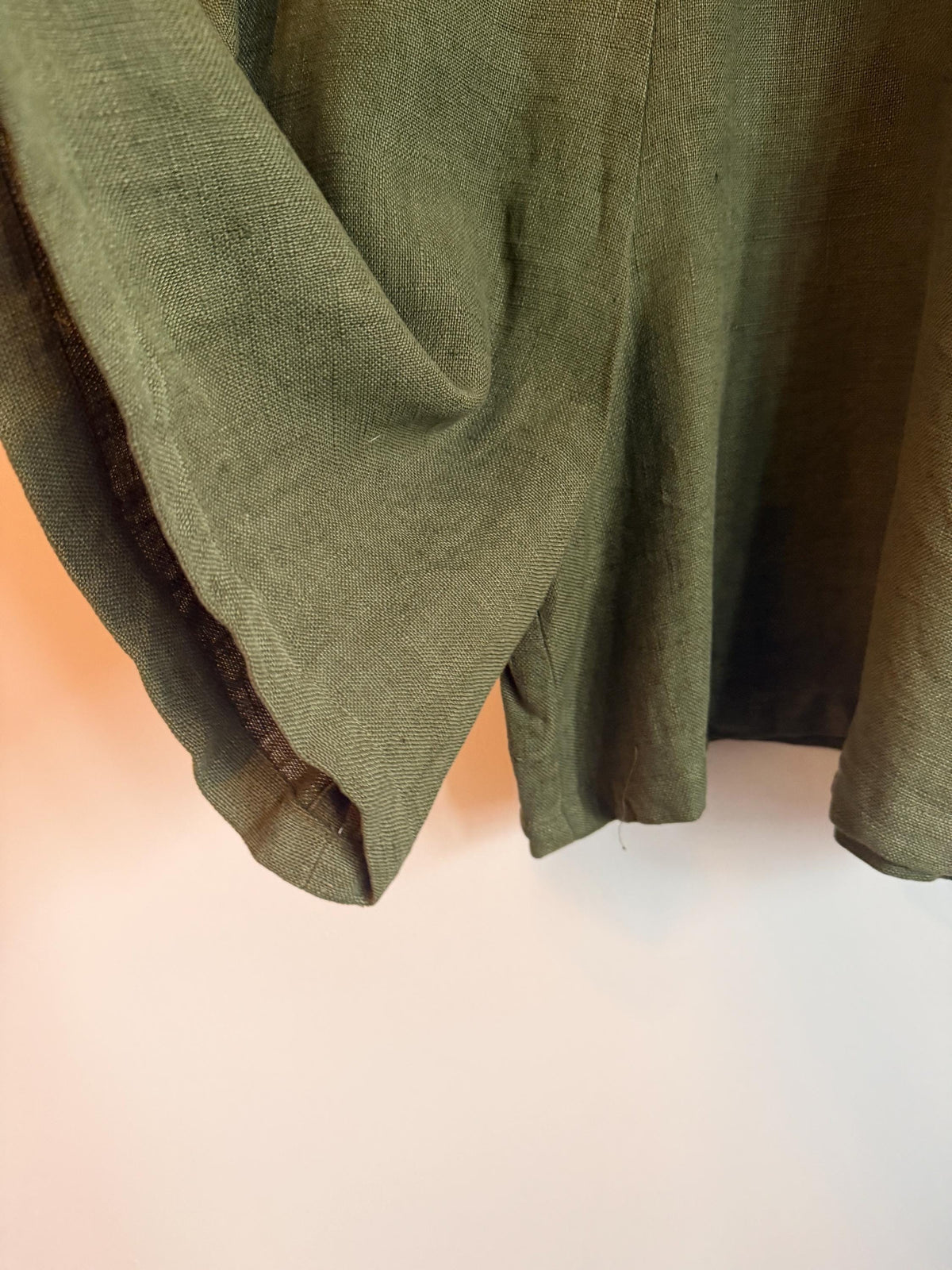 1940s Vintage Green Linen Culotte Shorts High Waisted Wide Leg Land Girl