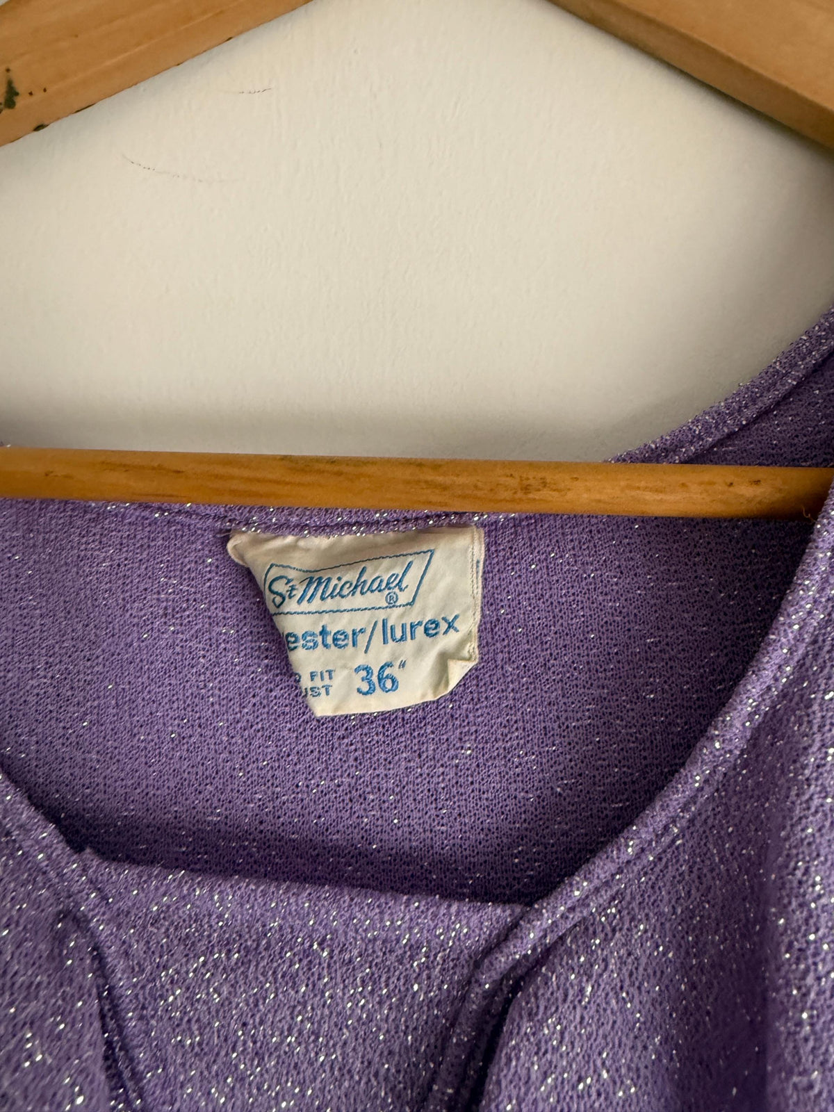 1970s St Michael Lilac Lurex Maxi Dress, Sparkle Ruffle Bell Sleeve Gown