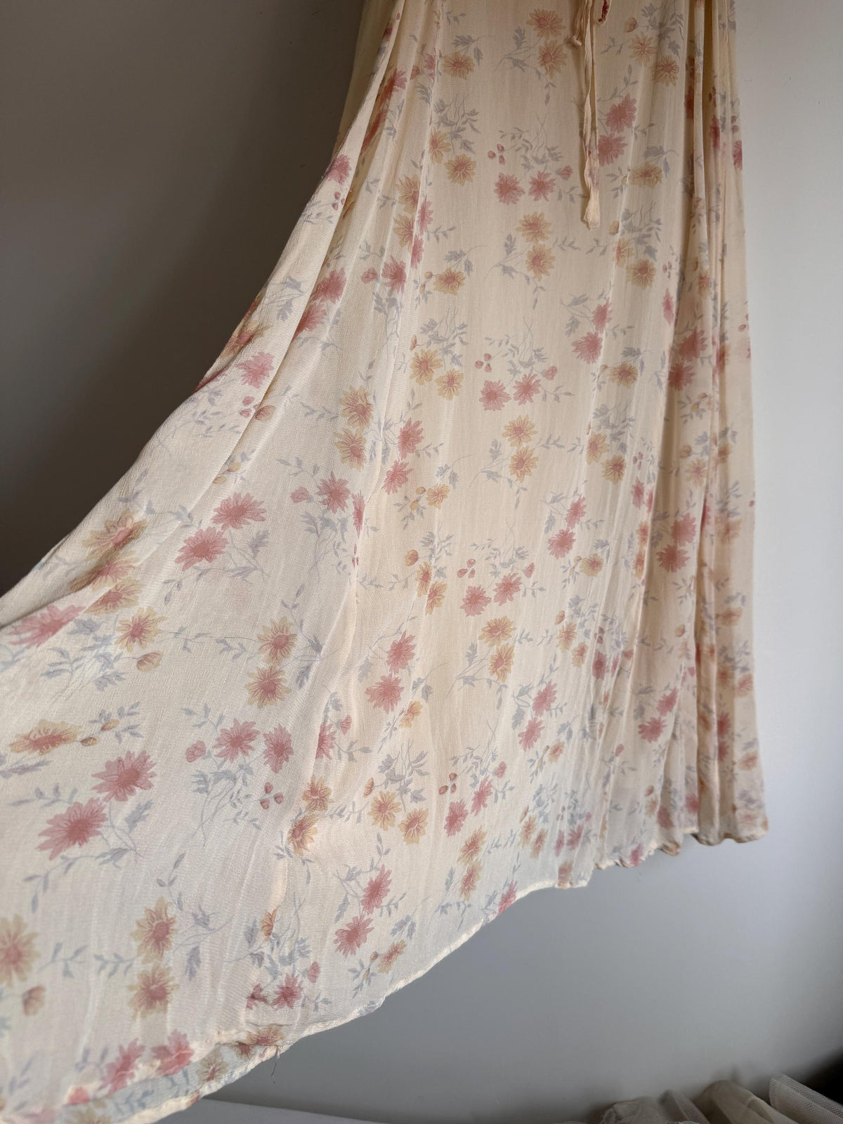 Vintage 1990s Dorothy Perkins Cream Floral Maxi Dress UK 12 – Button Front Cottagecore Summer Dress