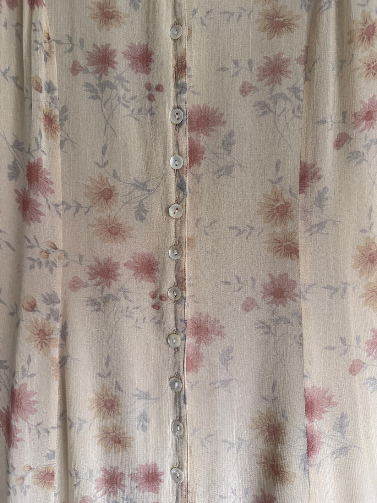 Vintage 1990s Dorothy Perkins Cream Floral Maxi Dress UK 12 – Button Front Cottagecore Summer Dress