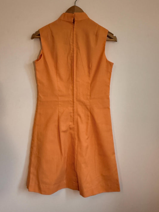 Vintage 1970s Orange Mini Dress | Red and Yellow Ric-Rac Trim | Sleeveless Pinafore Dress