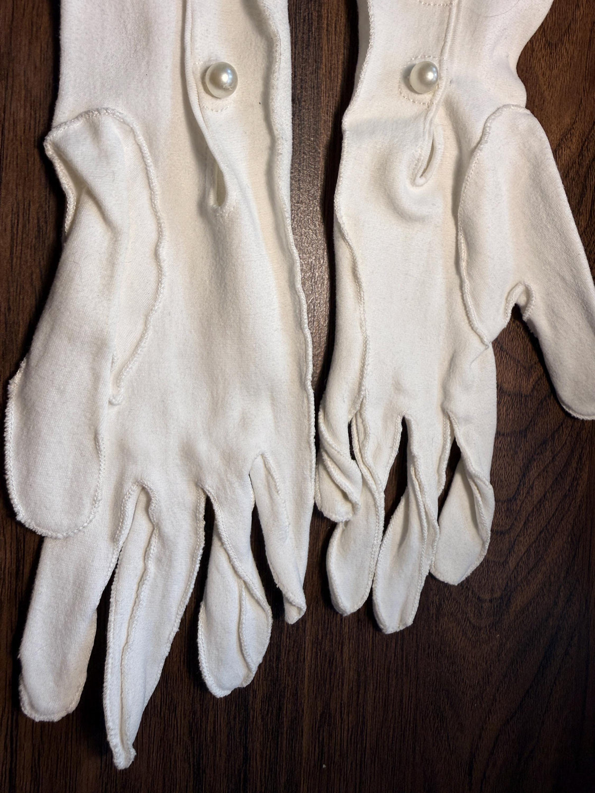 Vintage Ivory Long Gloves with Pearl Buttons | Cream Evening Gloves