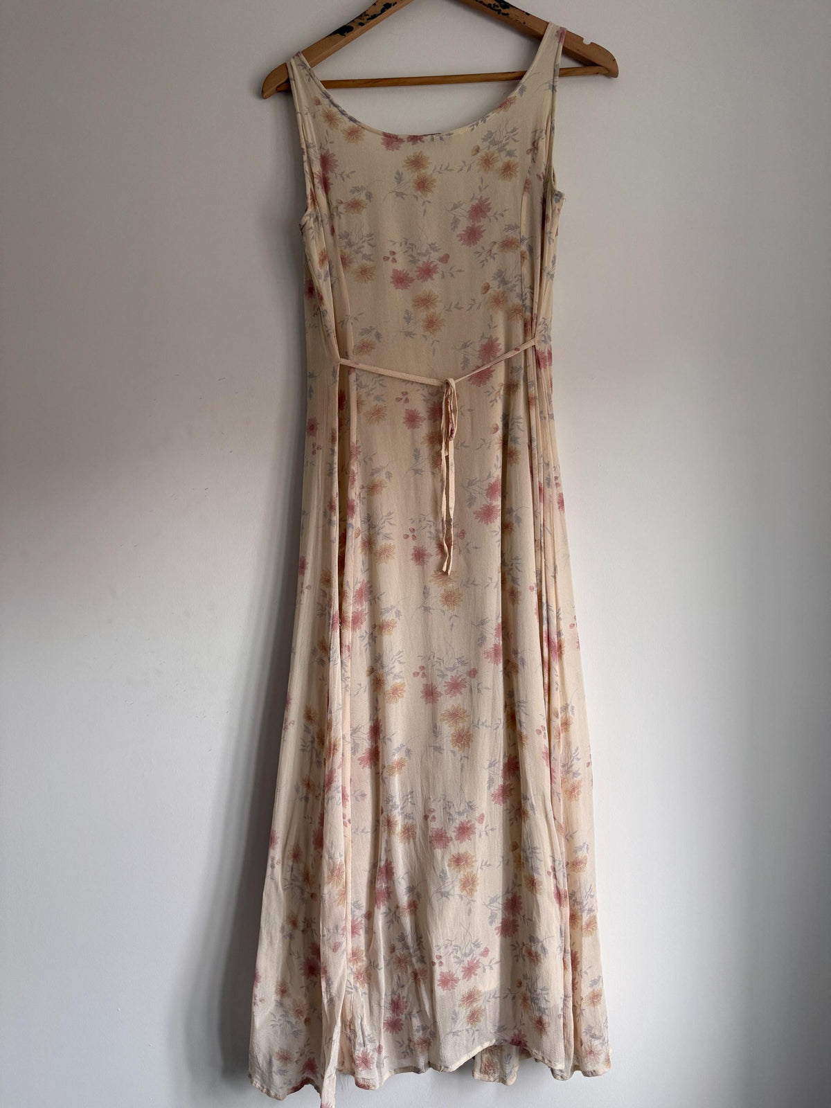 Vintage 1990s Dorothy Perkins Cream Floral Maxi Dress UK 12 – Button Front Cottagecore Summer Dress
