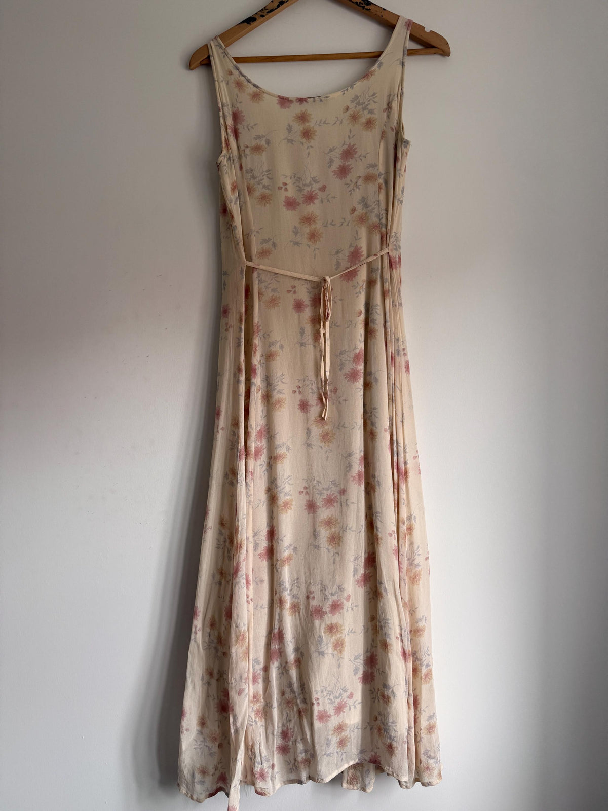 Vintage 1990s Dorothy Perkins Cream Floral Maxi Dress UK 12 – Button Front Cottagecore Summer Dress