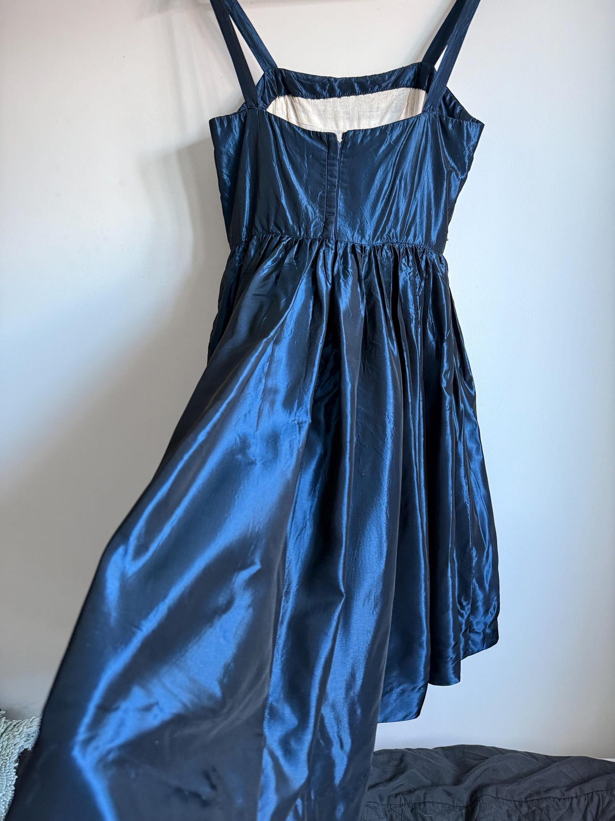 1950s Miss London Blue Silk Dress & Matching Bolero, Vintage Cocktail Dress, Made in Mayfair, Oxford Queen's College Comm. Ball Provenance