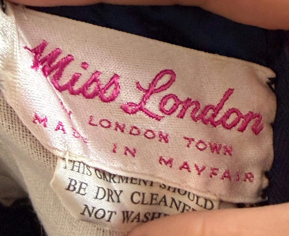 1950s Miss London Blue Silk Dress & Matching Bolero, Vintage Cocktail Dress, Made in Mayfair, Oxford Queen's College Comm. Ball Provenance