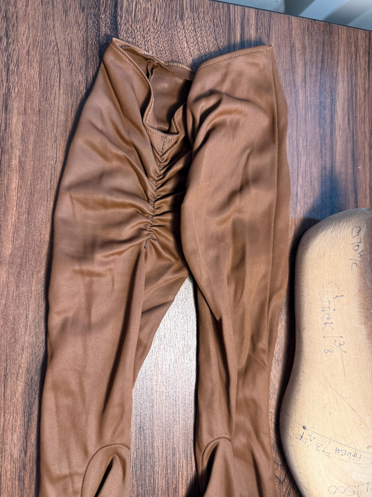 Vintage Brown Long Evening Gloves with Ruched Cuffs | Opera Gloves