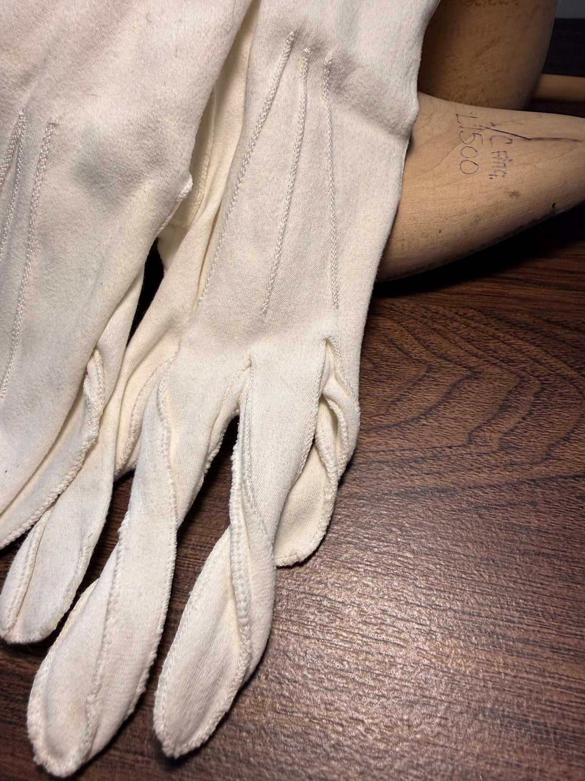 Vintage Ivory Long Gloves with Pearl Buttons | Cream Evening Gloves