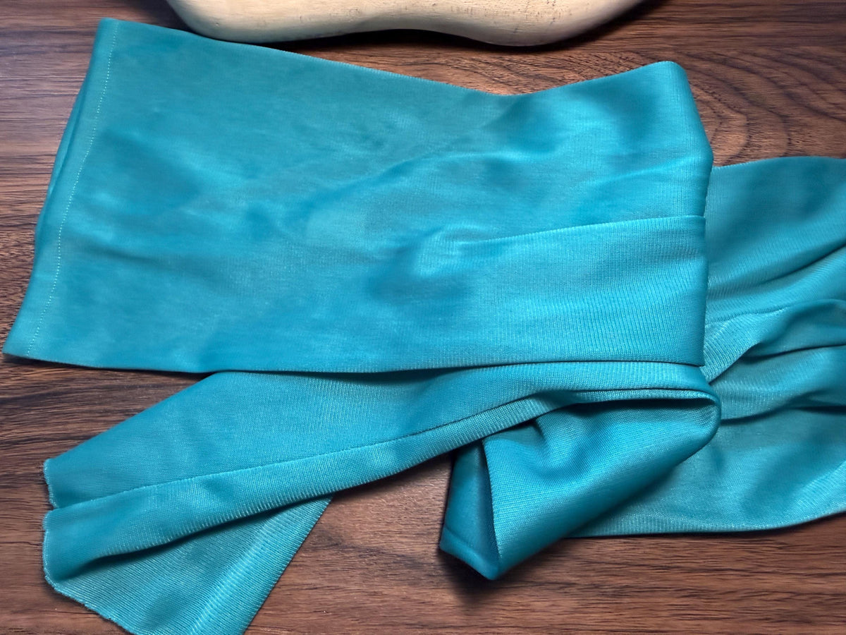 Vintage Turquoise Opera Gloves with Pearl Buttons | Long Teal Evening Gloves