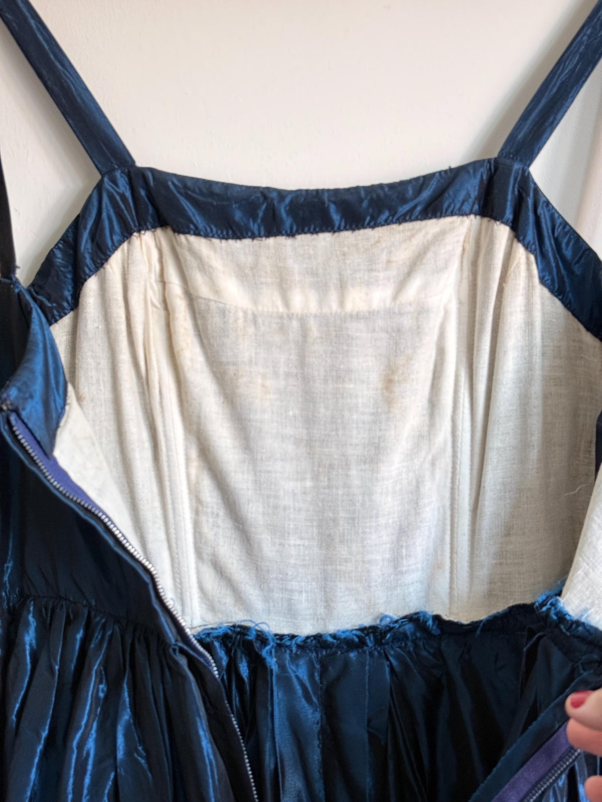 1950s Miss London Blue Silk Dress & Matching Bolero, Vintage Cocktail Dress, Made in Mayfair, Oxford Queen's College Comm. Ball Provenance
