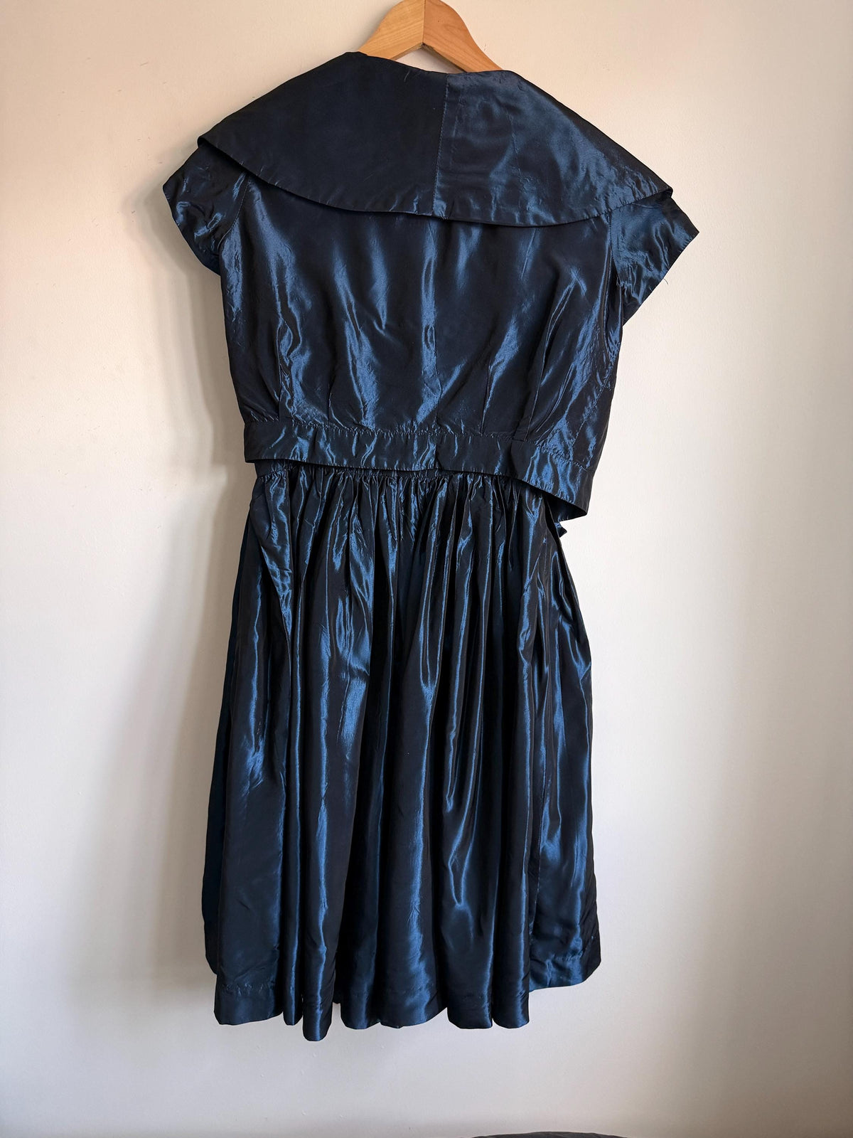 1950s Miss London Blue Silk Dress & Matching Bolero, Vintage Cocktail Dress, Made in Mayfair, Oxford Queen's College Comm. Ball Provenance