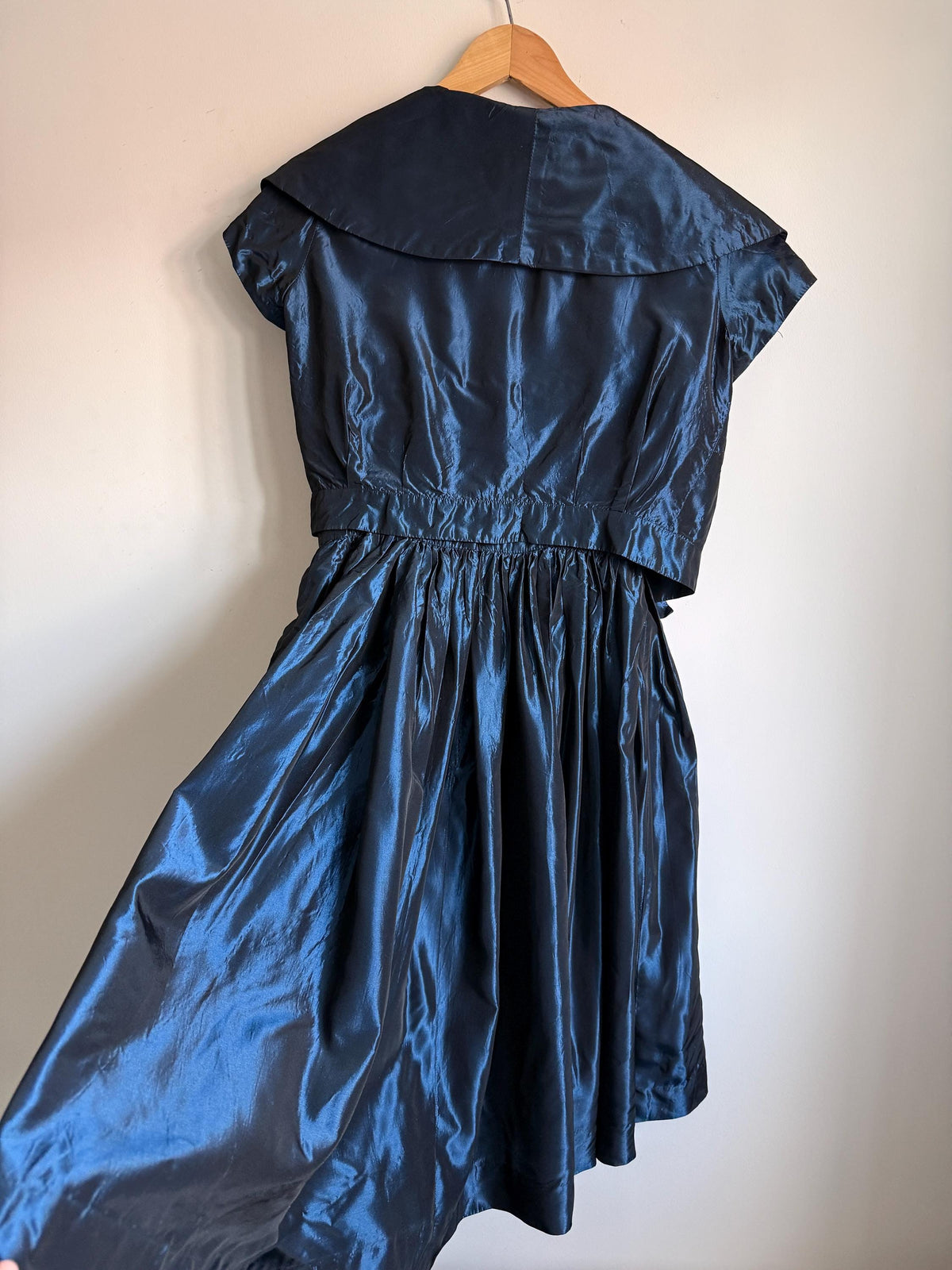 1950s Miss London Blue Silk Dress & Matching Bolero, Vintage Cocktail Dress, Made in Mayfair, Oxford Queen's College Comm. Ball Provenance