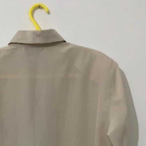Vintage 1980s Erfo Beige Oversized Blouse – Minimalist Button Up Shirt