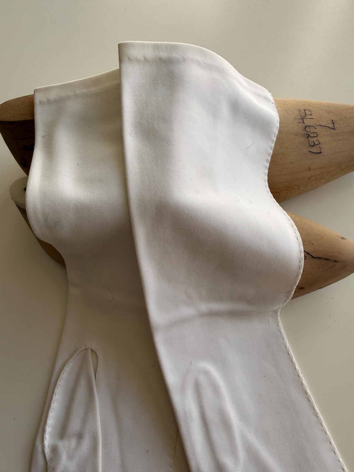 Vintage White Long Gloves with Stitched Edging and Neyret Packaging