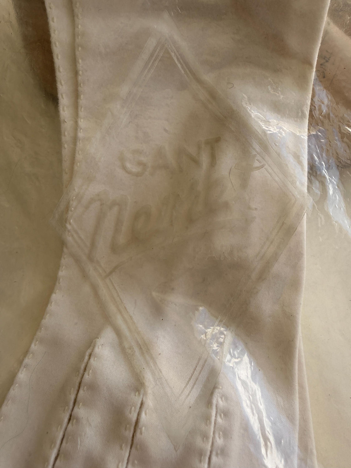Vintage White Long Gloves with Stitched Edging and Neyret Packaging