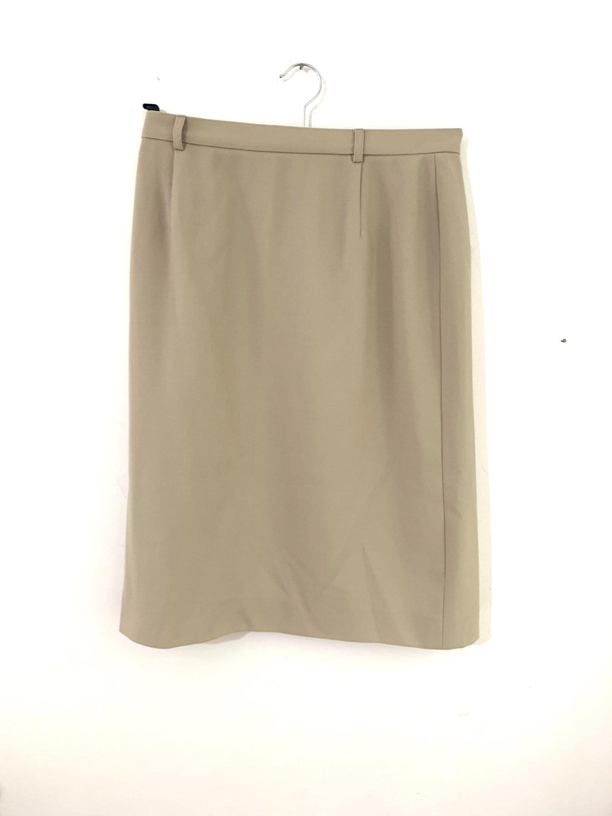 1980s Jaeger Wool Skirt: Beige Tailored Knee Length (British Vintage)
