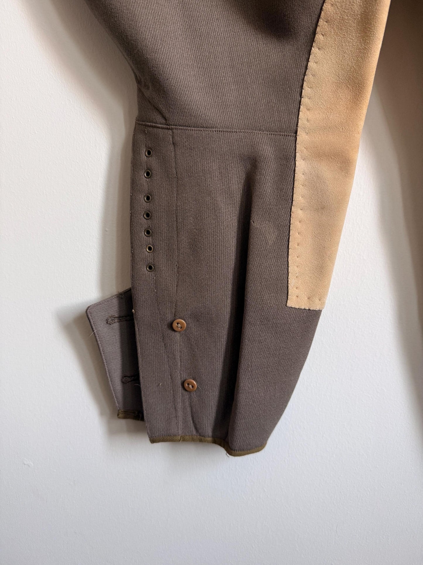 1920s 1930s Vintage Riding Breeches Brown Wool Equestrian Jodhpurs Leather Knee Patches