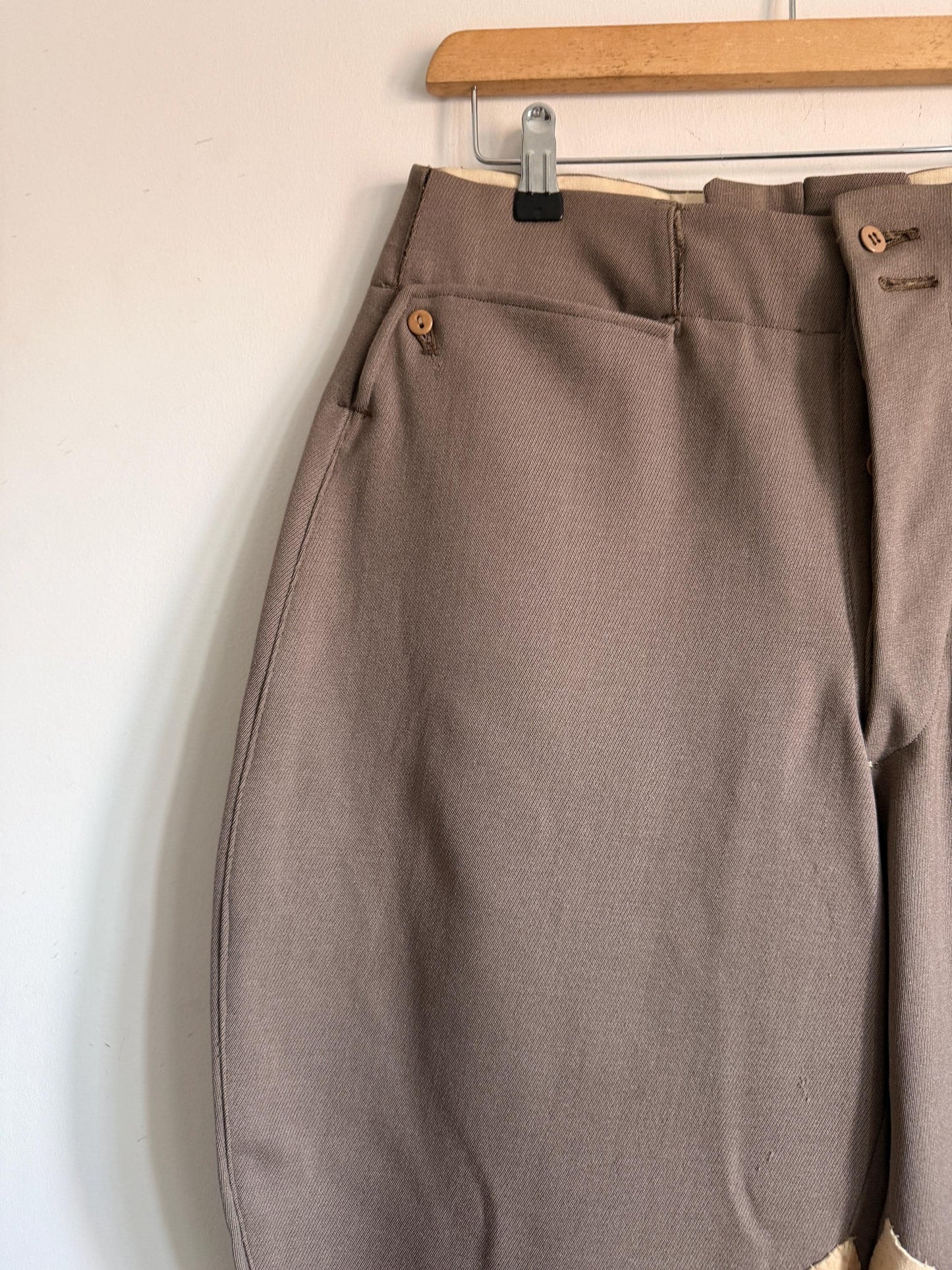 1920s 1930s Vintage Riding Breeches Brown Wool Equestrian Jodhpurs Leather Knee Patches