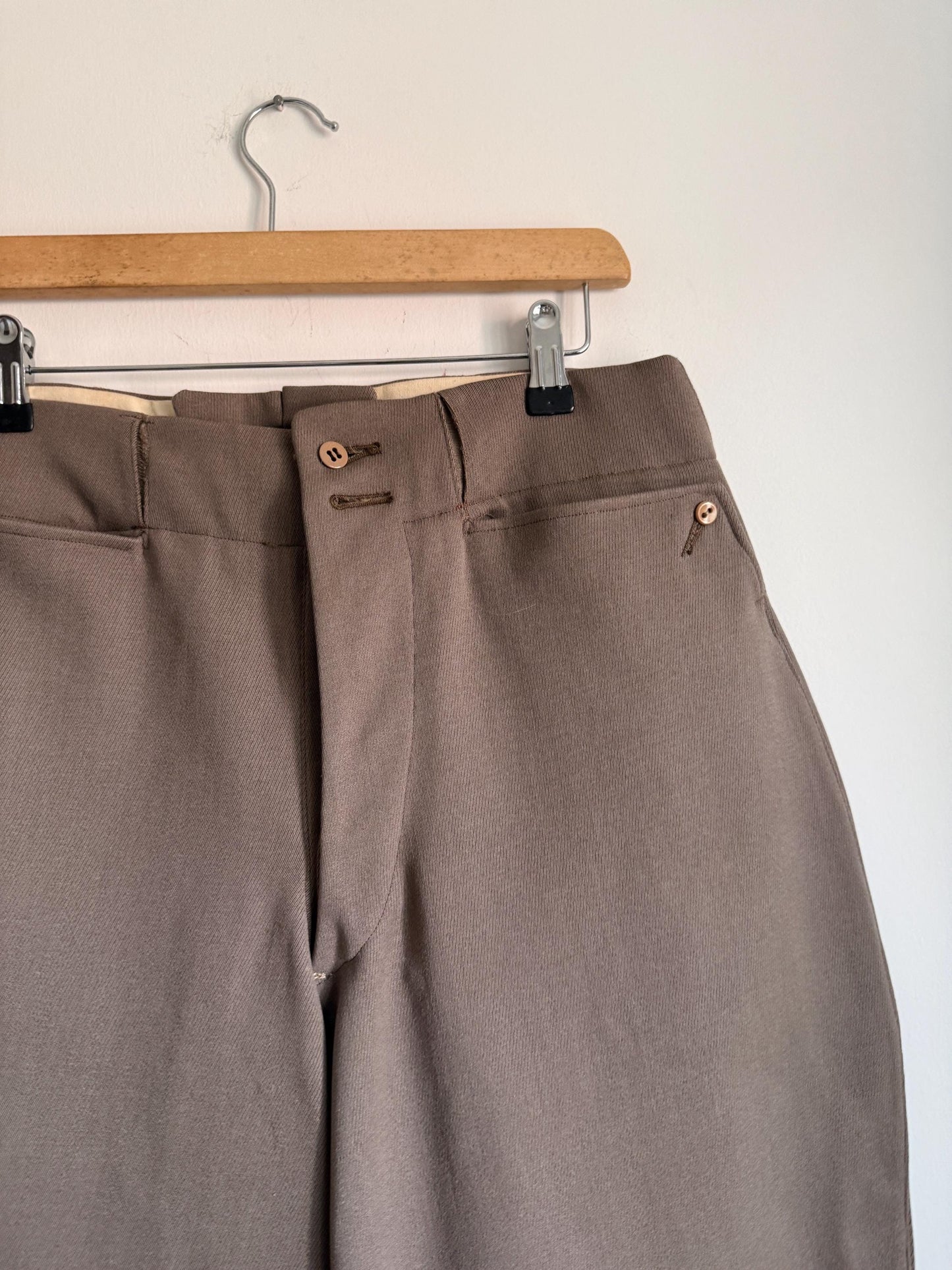 1920s 1930s Vintage Riding Breeches Brown Wool Equestrian Jodhpurs Leather Knee Patches