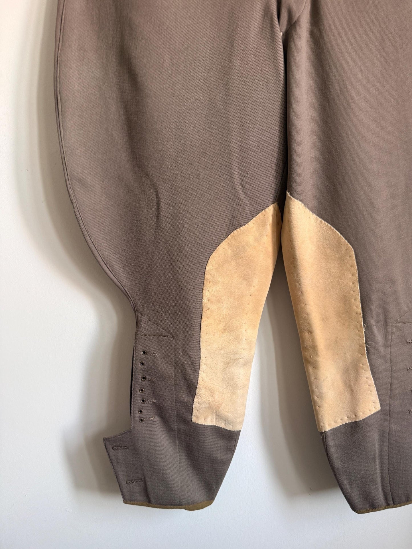 1920s 1930s Vintage Riding Breeches Brown Wool Equestrian Jodhpurs Leather Knee Patches