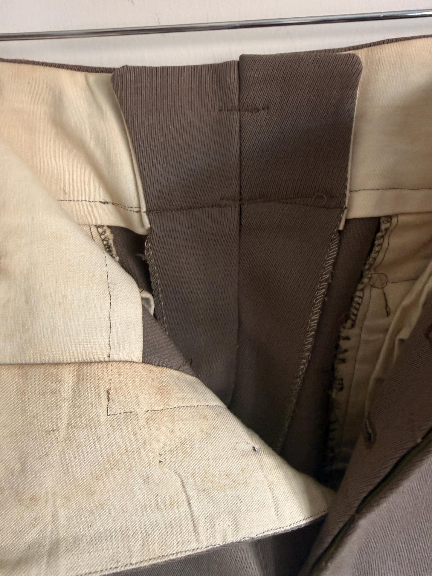1920s 1930s Vintage Riding Breeches Brown Wool Equestrian Jodhpurs Leather Knee Patches