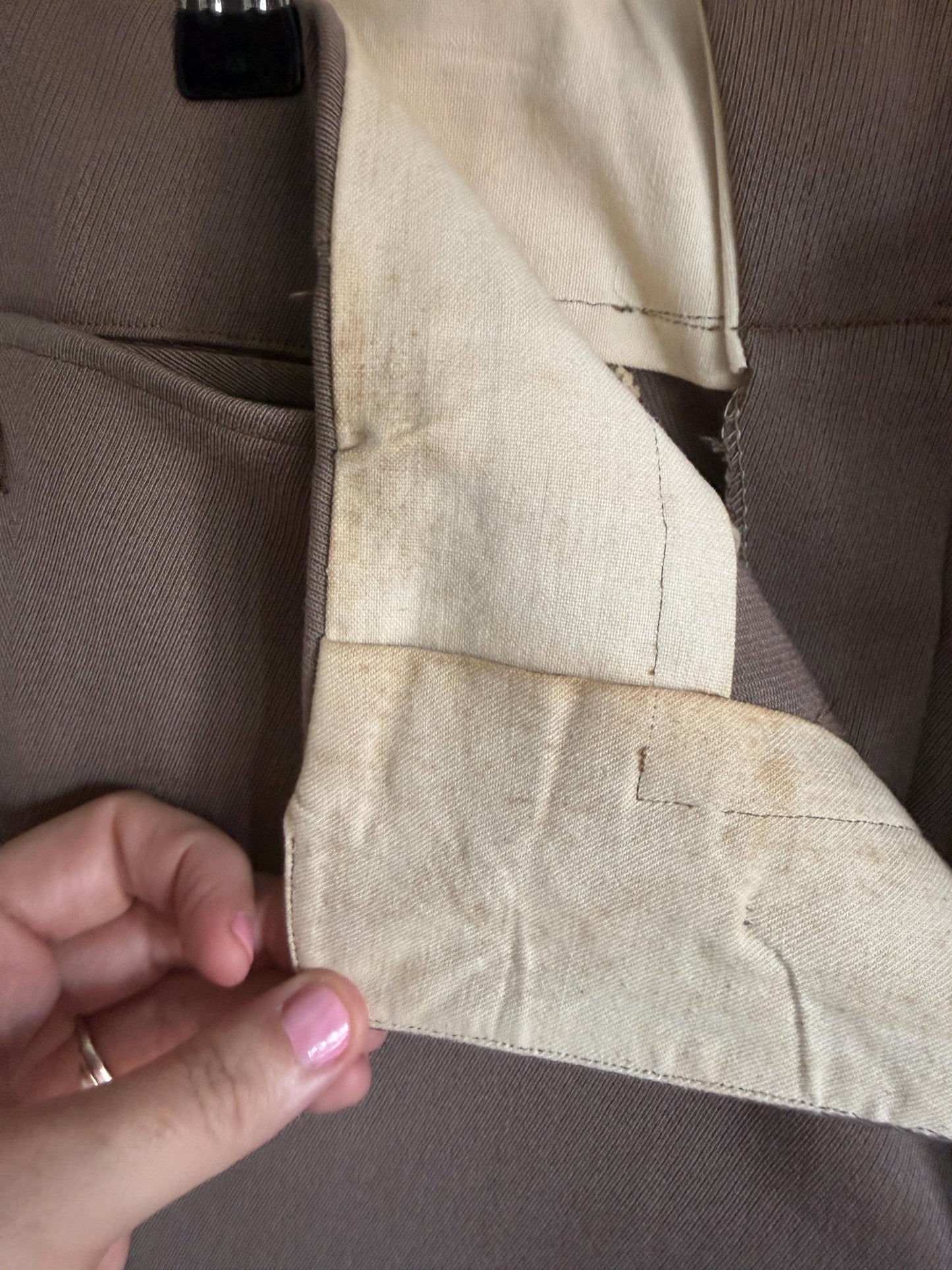 1920s 1930s Vintage Riding Breeches Brown Wool Equestrian Jodhpurs Leather Knee Patches