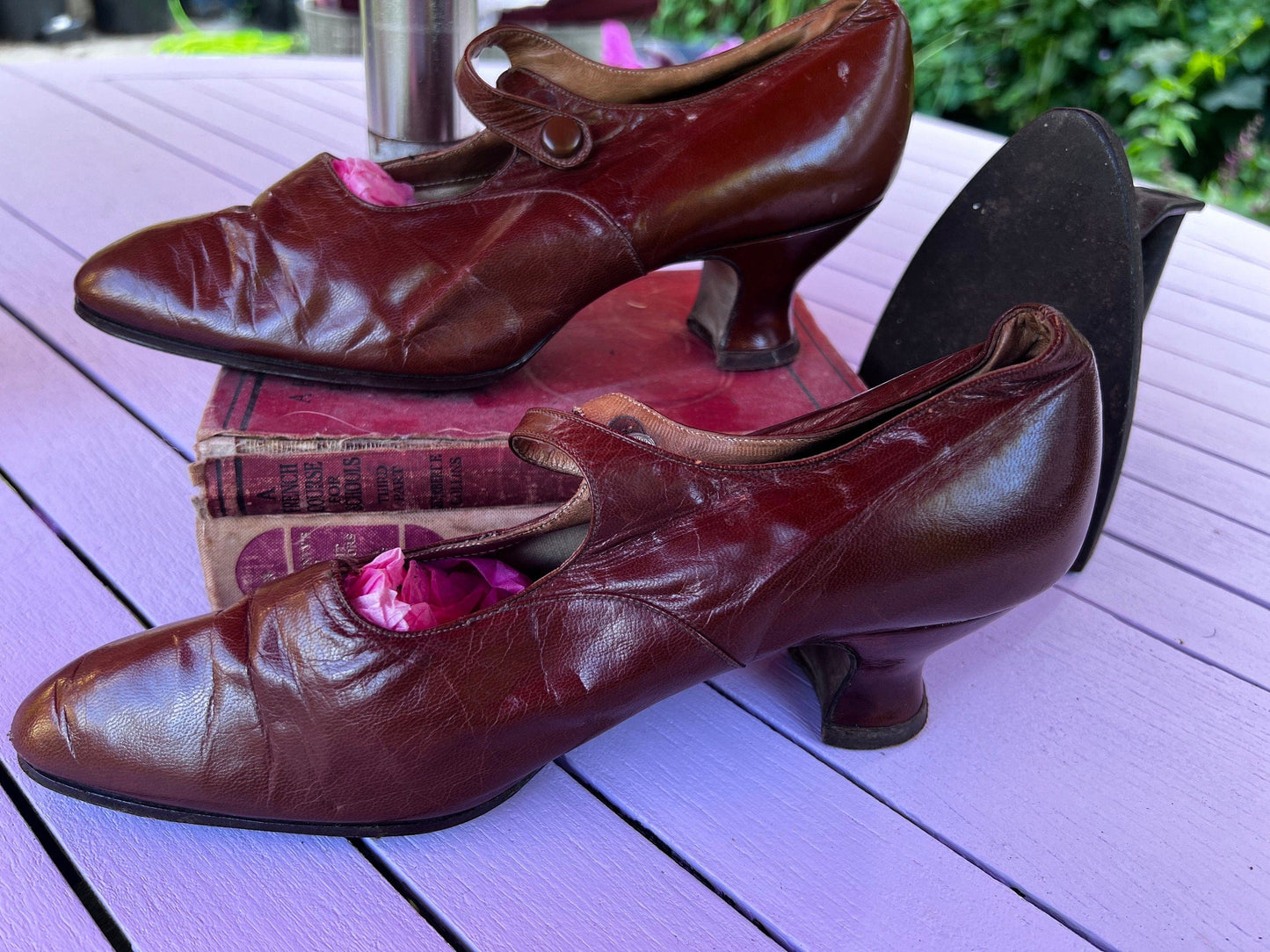 1920s Vintage Brown Leather Shoes Brown Suede UK3 - Vintage Court Shoe - Vintage Shoes, 20s Vintage Footwear, vintage shoes, brown leather