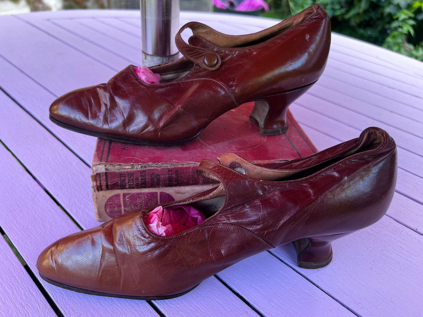 1920s Vintage Brown Leather Shoes Brown Suede UK3 - Vintage Court Shoe - Vintage Shoes, 20s Vintage Footwear, vintage shoes, brown leather