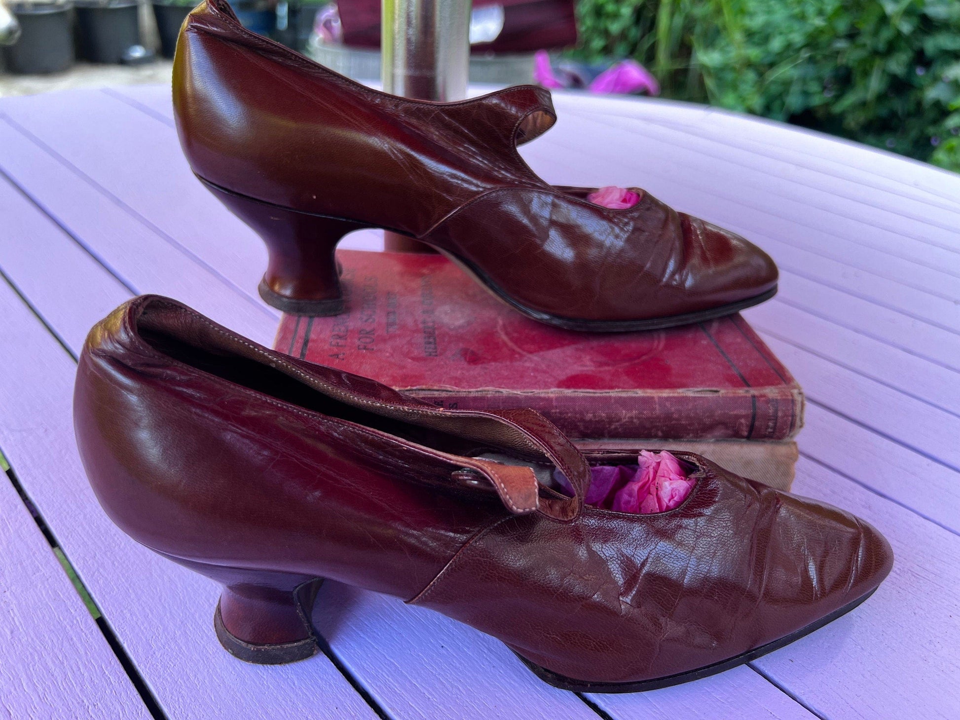 1920s Vintage Brown Leather Shoes Brown Suede UK3 - Vintage Court Shoe - Vintage Shoes, 20s Vintage Footwear, vintage shoes, brown leather