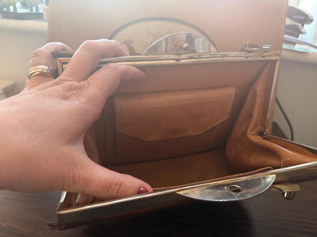 vintage red brown handbag brown ladies bag 1960s vintage bag, gold coloured clasp, 1960s leather handbag 60s brown bag, handbag