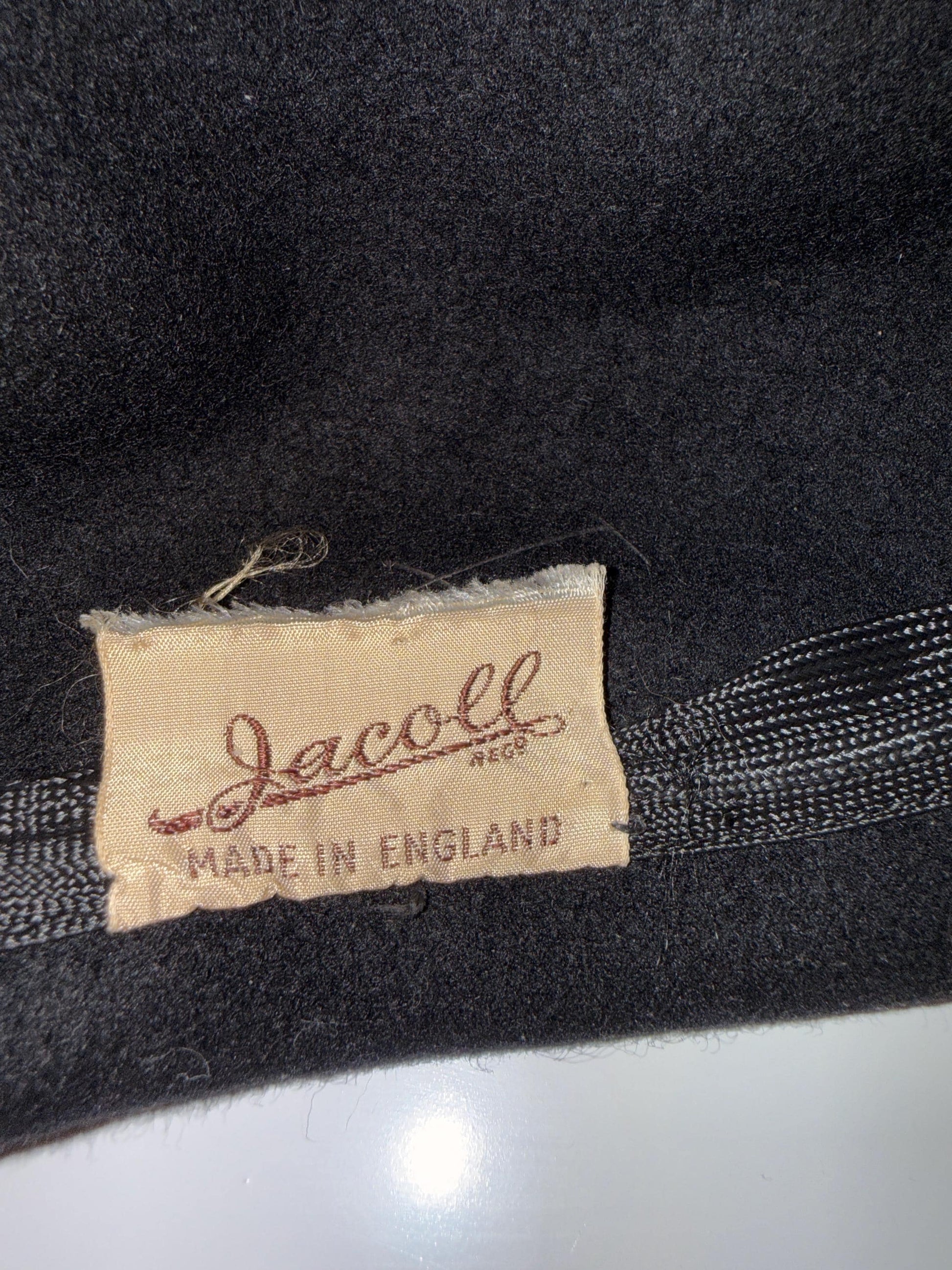 1940s Black Felt Percher Hat by Jacoll | Vintage 40s Tilt Hat | Classic Wool Cloche | WWII Era Hat | Goodwood Revival