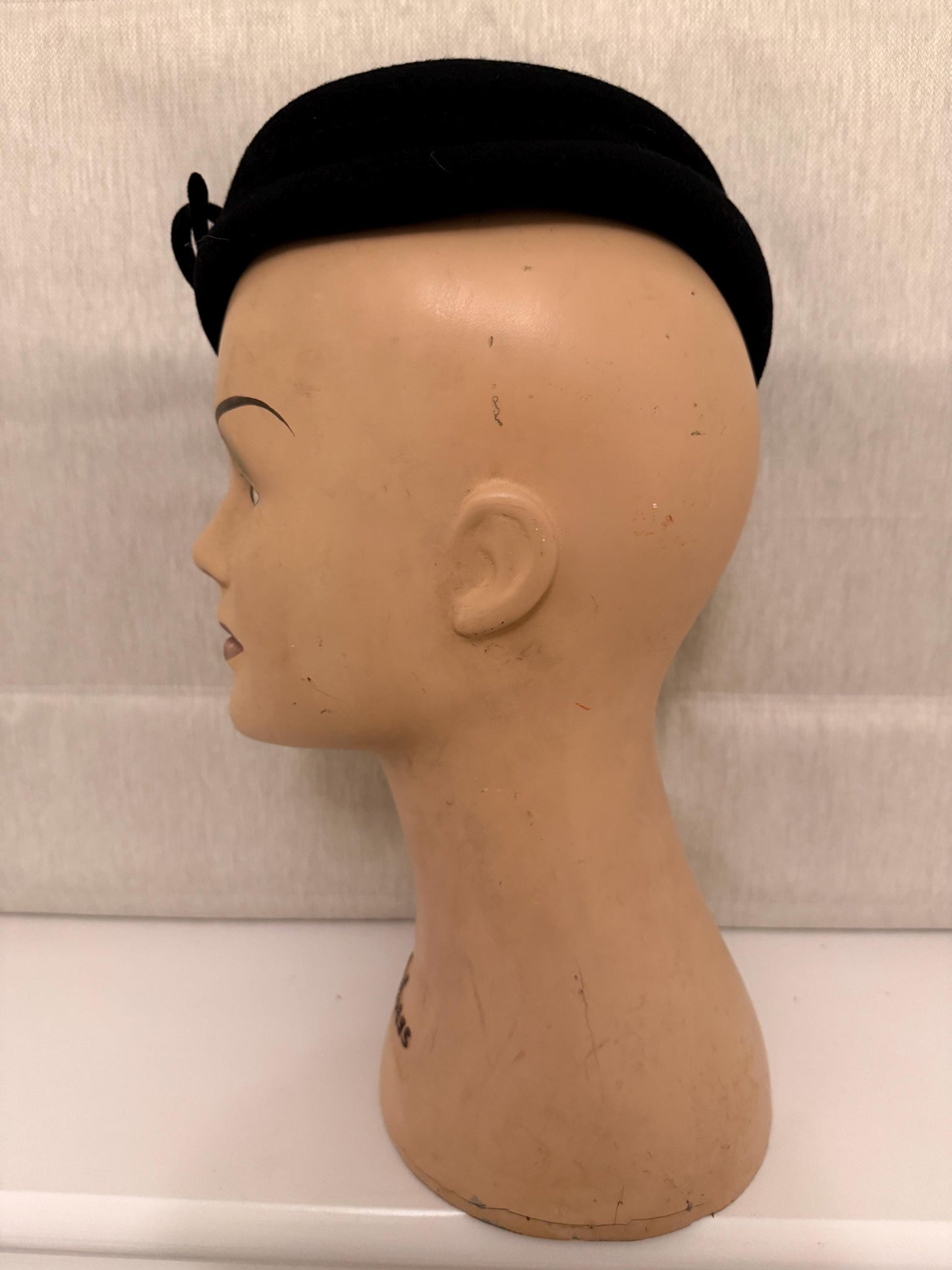 1940s Black Felt Percher Hat by Jacoll | Vintage 40s Tilt Hat | Classic Wool Cloche | WWII Era Hat | Goodwood Revival