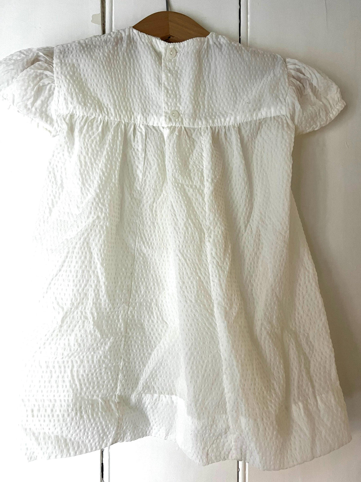 Vintage Girls Dress - off white and pink terylene Dress Baby Dress age 2-3 years, vintage baby dress, vintage dress, vintage toddler dress