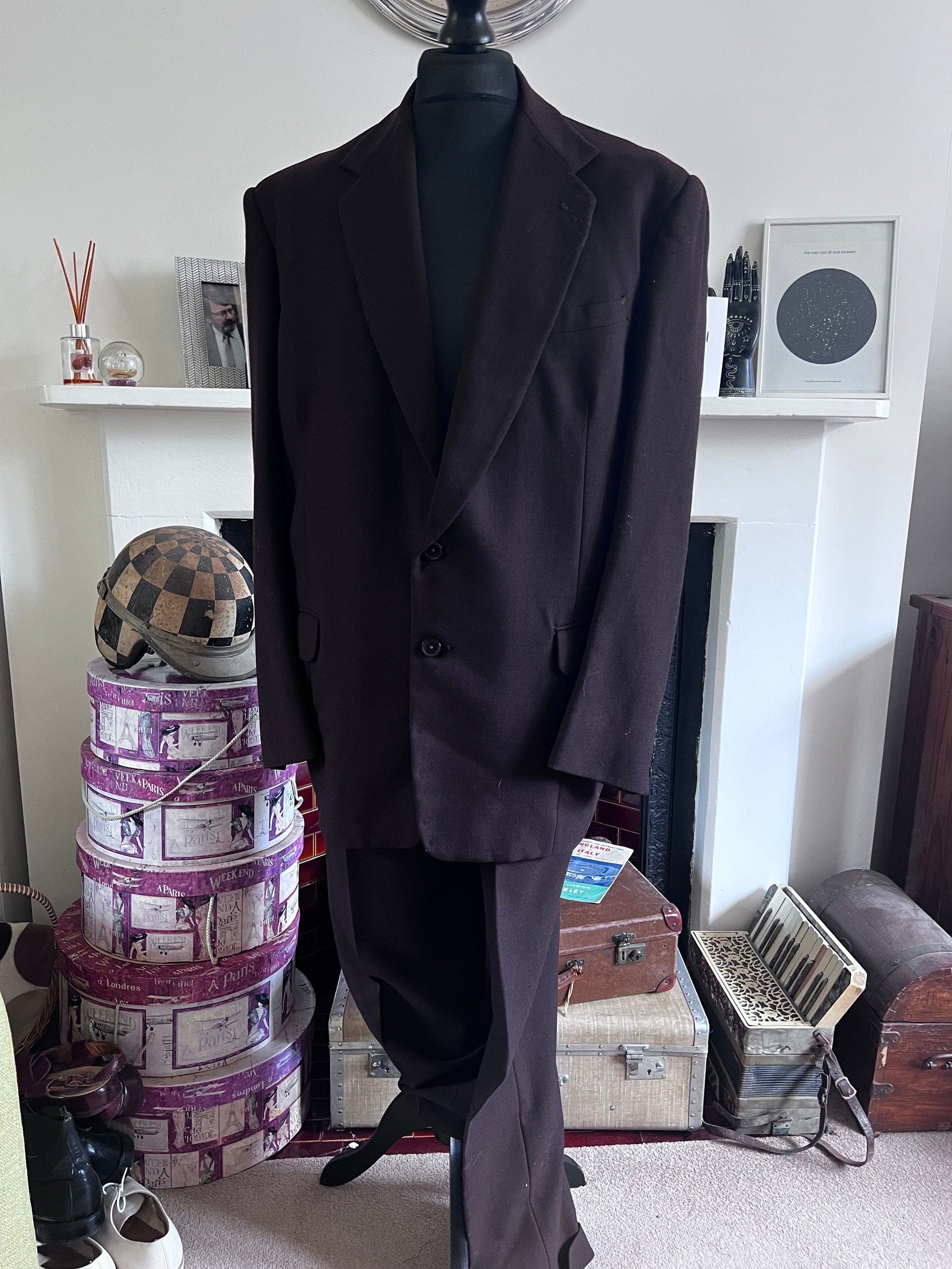 1940s Vintage Mens Brown, 2 Piece Suit, Trouser, Jacket, Mens ...