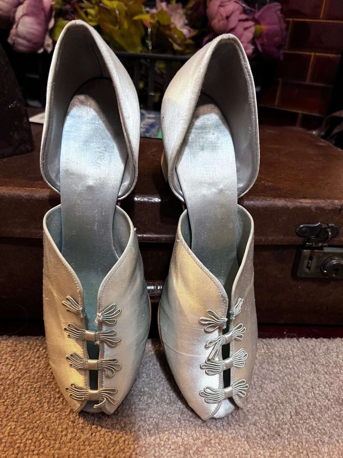 1940s Vintage Shoes Silver Evening shoes Dance Shoes UK 5 - Vintage slipper - Vintage Shoes