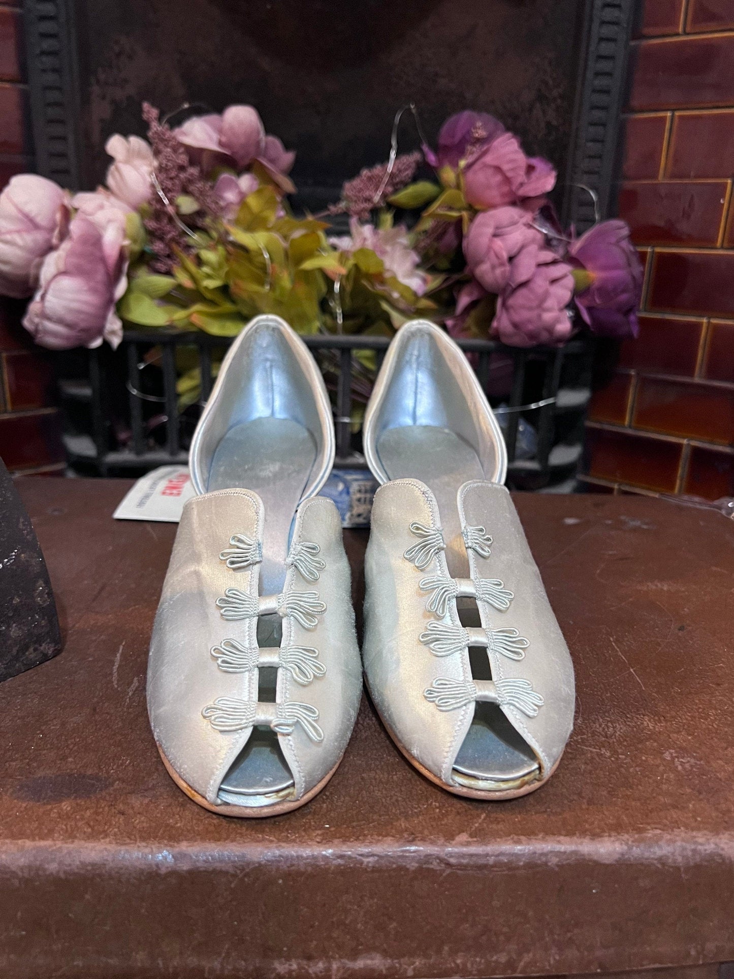 1940s Vintage Shoes Silver Evening shoes Dance Shoes UK 5 - Vintage slipper - Vintage Shoes
