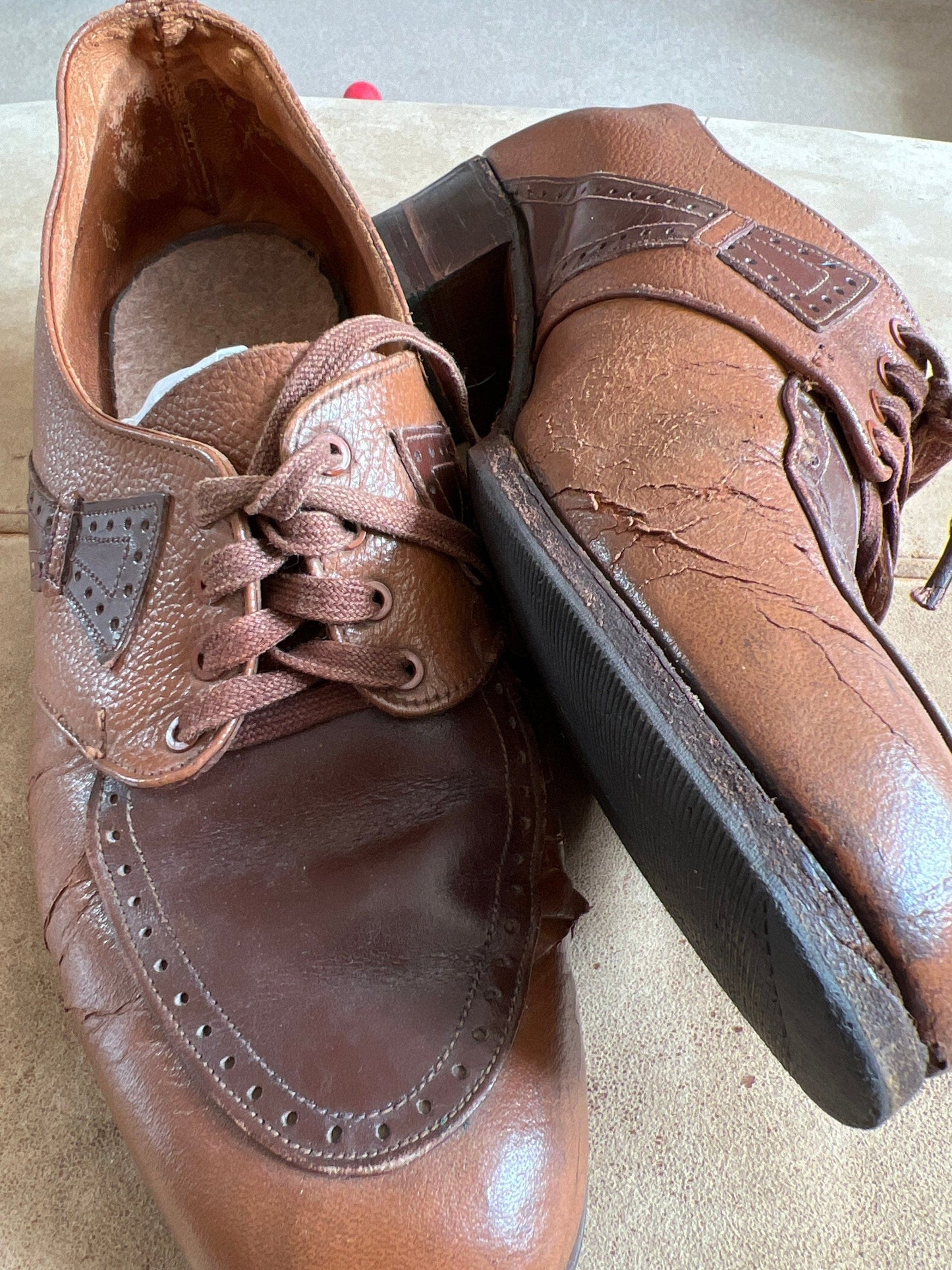 1940s Vintage Shoes two tone Brown Vintage Lace up shoes Shoes UK 5 - Vintage Lace Ups - Vintage Shoes, 1940s leather  Leather, Lace Ups -