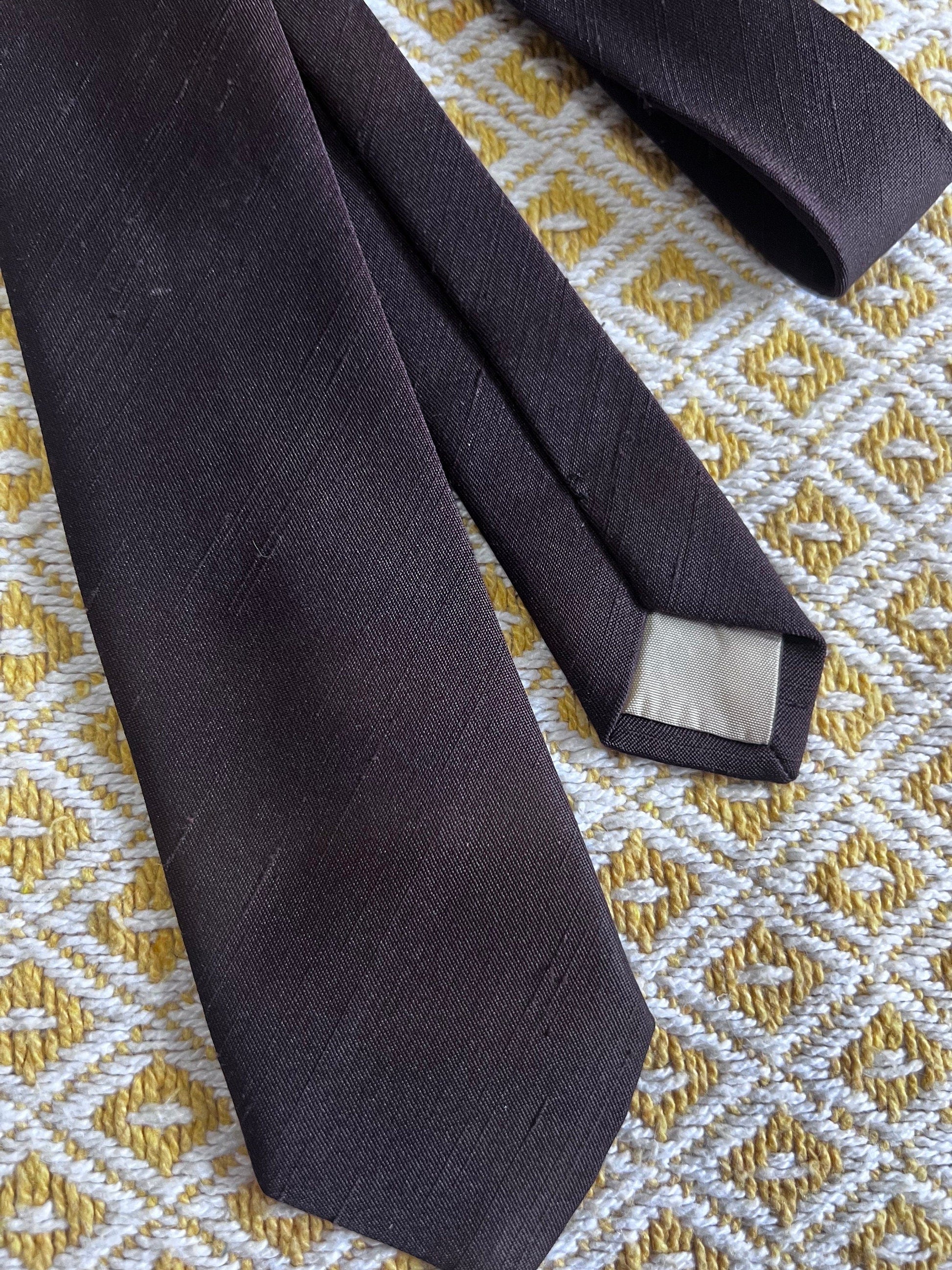1950s 1960s Mens Skinny Necktie Tie, brown   check tie, Vintage Tie, Vintage Necktie, 50s 60s Tie, vintage neckwear