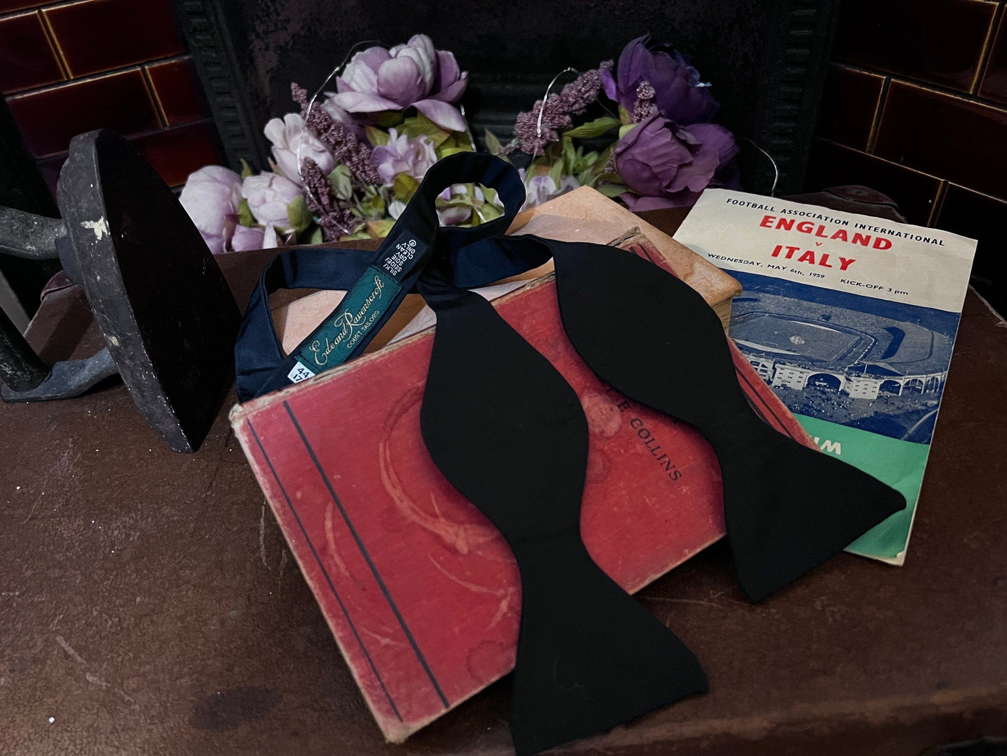 1950s 1960s Mens Vintage Black Silk Bow Necktie Tie, Black silk bow tie, Vintage Tie, Vintage Necktie, 50s  Tie, vintage neckwear, vintage