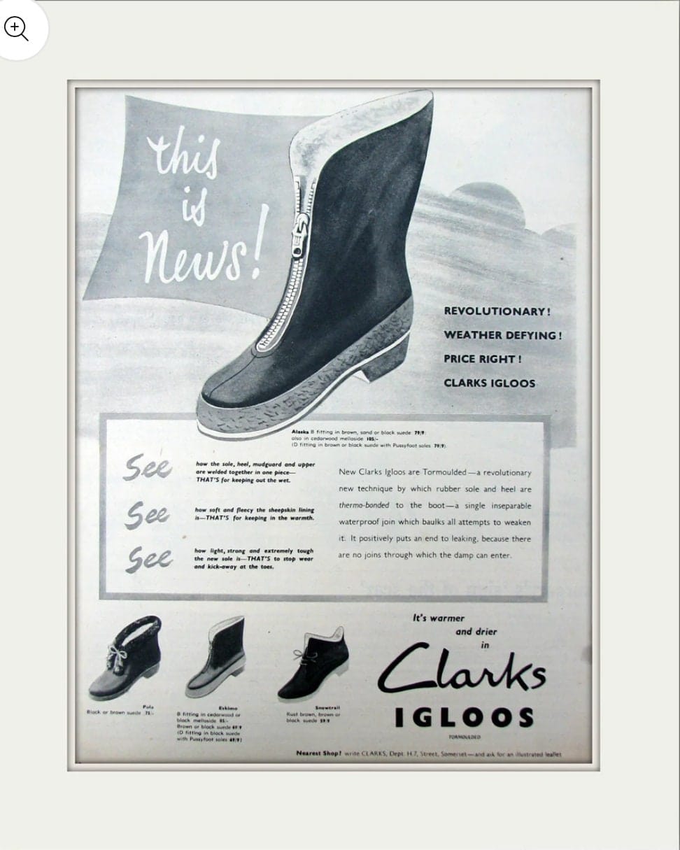 1950s Clarks Igloo Black Ankle Boots - Suede Leather / Beige Fur - UK3