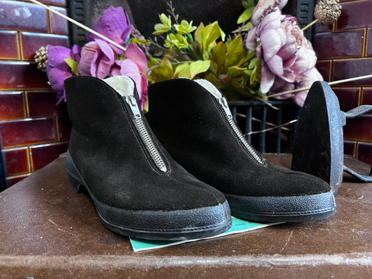 1950s Clarks Igloo Brown Ankle Boots - Suede Leather / Beige Fur - UK3, vintage boots, vintage shoes, vintage footwear, vintage clarks igloo
